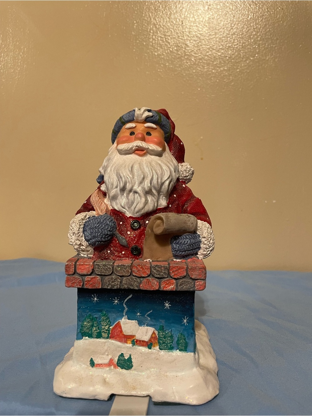 Santa Chimney Holiday Figurine Stocking Holder